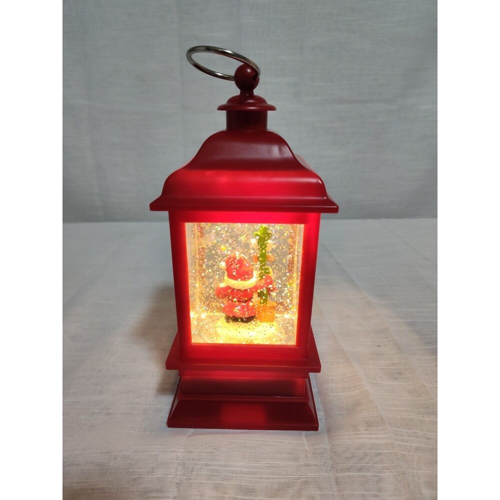Lighted Snow Globe Water Lantern 11" Red Christmas (Santa Claus) TESTED! - Picture 4 of 6